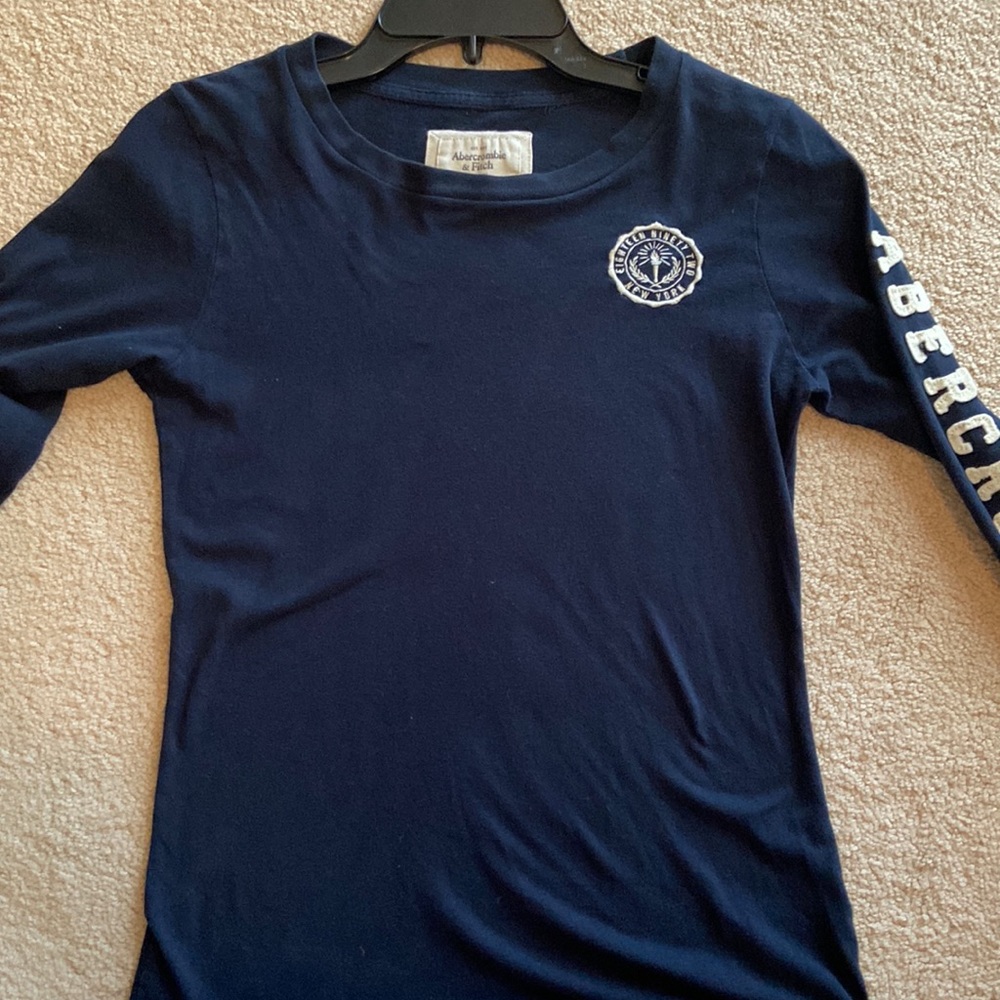 Abercrombie & Fitch tee long sleeve shirt, dark blue in size L